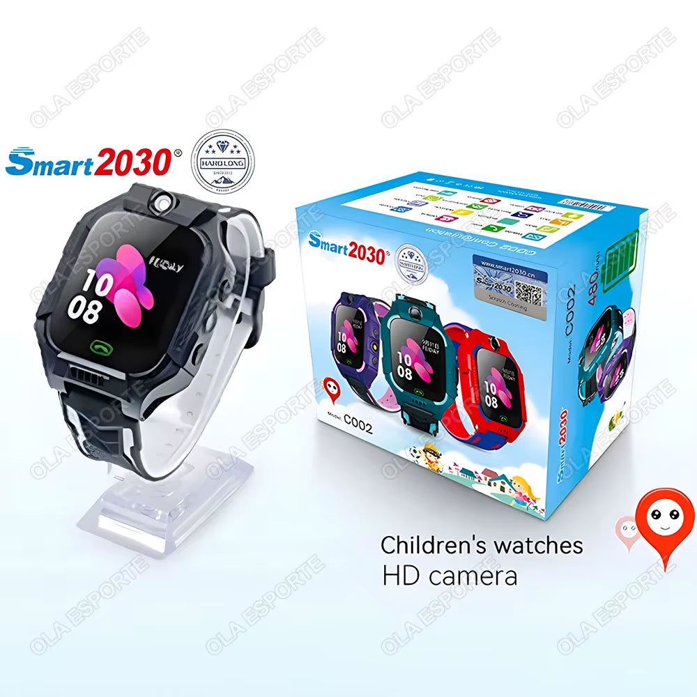 Kids Smart Watch Video Calling Voice Chat GPS SOS Location Calling Back Monitor Waterproof 8 Puzzle Games Silent Mode Smartwatch