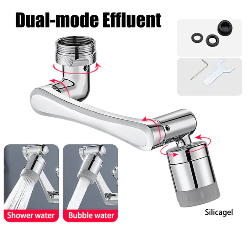 Stainless Steel Universal 1080 °Swivel Robotic Arm Swivel Extension Faucet Aerator Kitchen Sink Faucet Extender 2Water Flow Mode