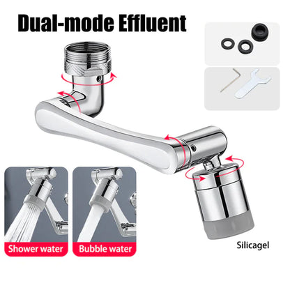 Stainless Steel Universal 1080 °Swivel Robotic Arm Swivel Extension Faucet Aerator Kitchen Sink Faucet Extender 2Water Flow Mode