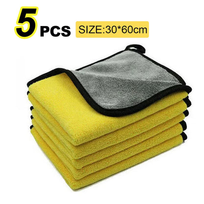 5/10Pcs Microfiber Wash Towel Car Cleaning Detailing Car Drying Cloth Window Glass Double Layer Cleaning Cloth Car Wash Supplies