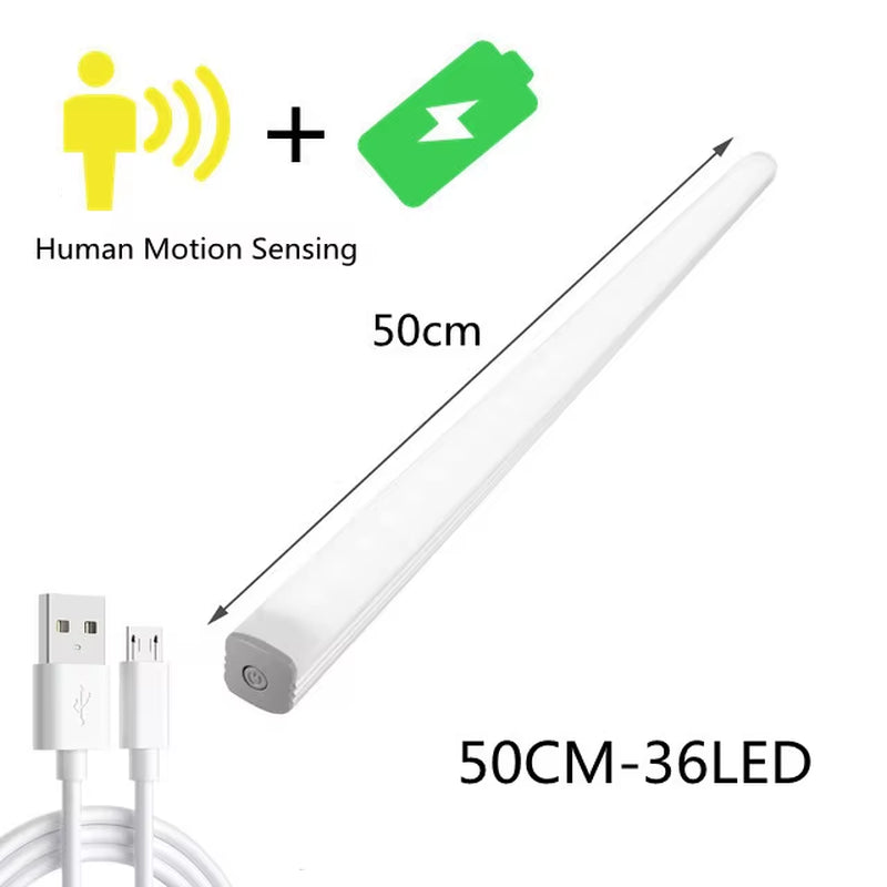 LED Cabinet Light 15/21/30CM Kitchen Wireless Dimming USB Rechargeable Motion/Hand-Sweep Sensor Bedroom Wardrobe Night Lamp