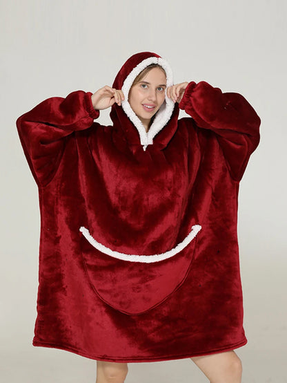 Cartoon Oversized Hoodie Sweatshirt Women Printed Wearable Blanket Hoodie Fleece Warm Kids Sleepwear Hoody Sweatshirt Blanket