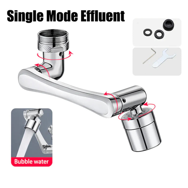 Stainless Steel Universal 1080 °Swivel Robotic Arm Swivel Extension Faucet Aerator Kitchen Sink Faucet Extender 2Water Flow Mode
