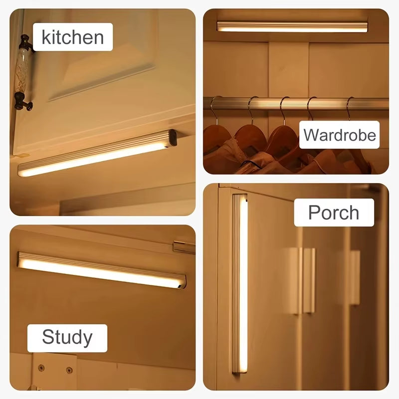 LED Cabinet Light 15/21/30CM Kitchen Wireless Dimming USB Rechargeable Motion/Hand-Sweep Sensor Bedroom Wardrobe Night Lamp