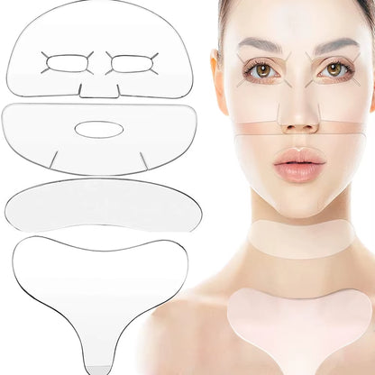 Reusable Silicone Chest Pads Patch Silicone Wrinkle Neck Chest Pad Full Face Pad Set Cleavage Pad Eye Pad for Women Girls