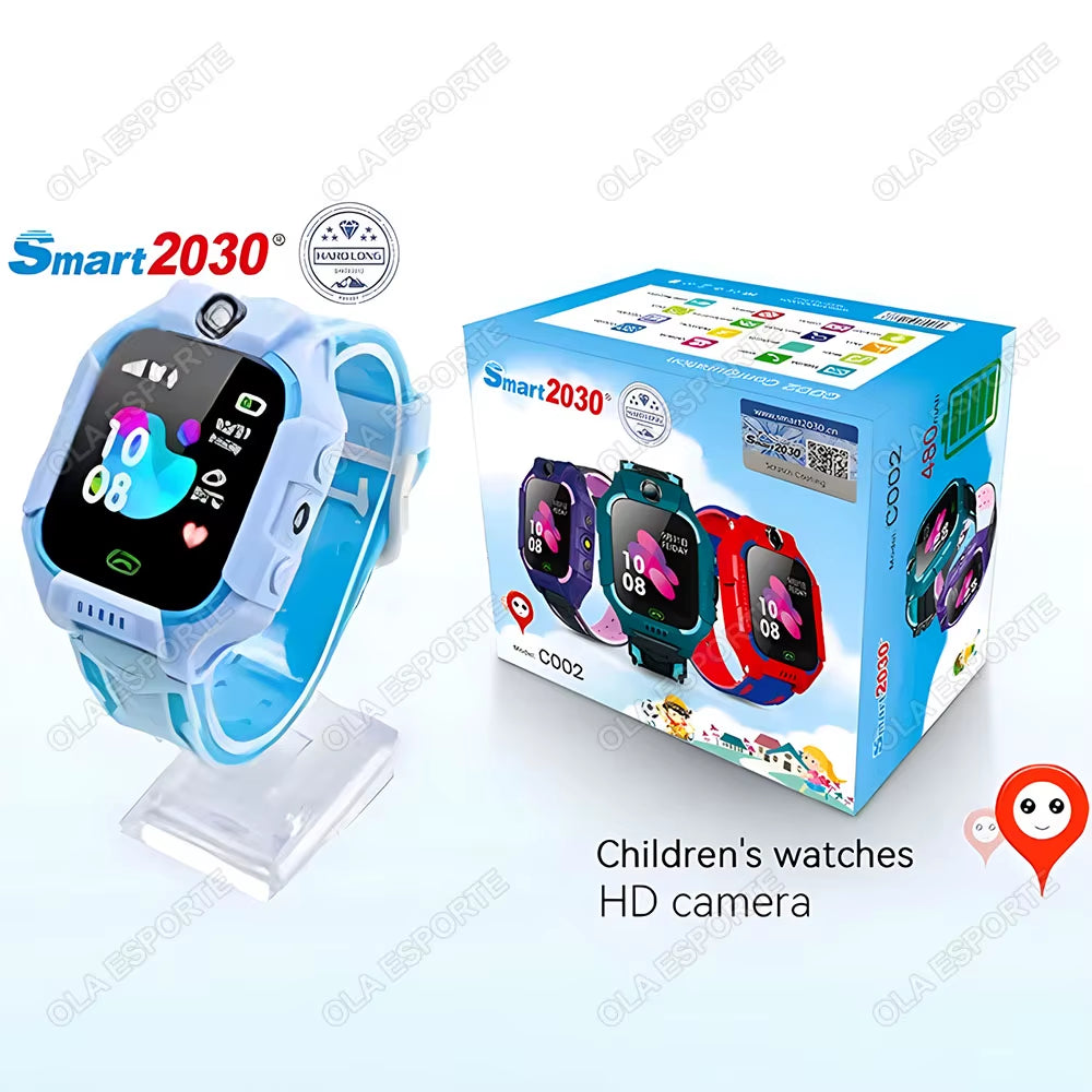 Kids Smart Watch Video Calling Voice Chat GPS SOS Location Calling Back Monitor Waterproof 8 Puzzle Games Silent Mode Smartwatch