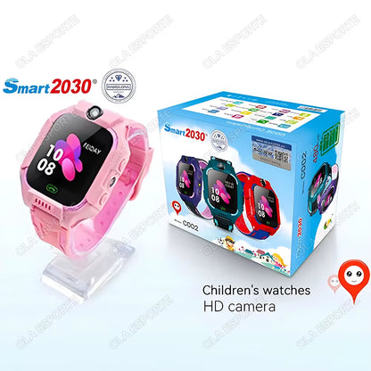 Kids Smart Watch Video Calling Voice Chat GPS SOS Location Calling Back Monitor Waterproof 8 Puzzle Games Silent Mode Smartwatch
