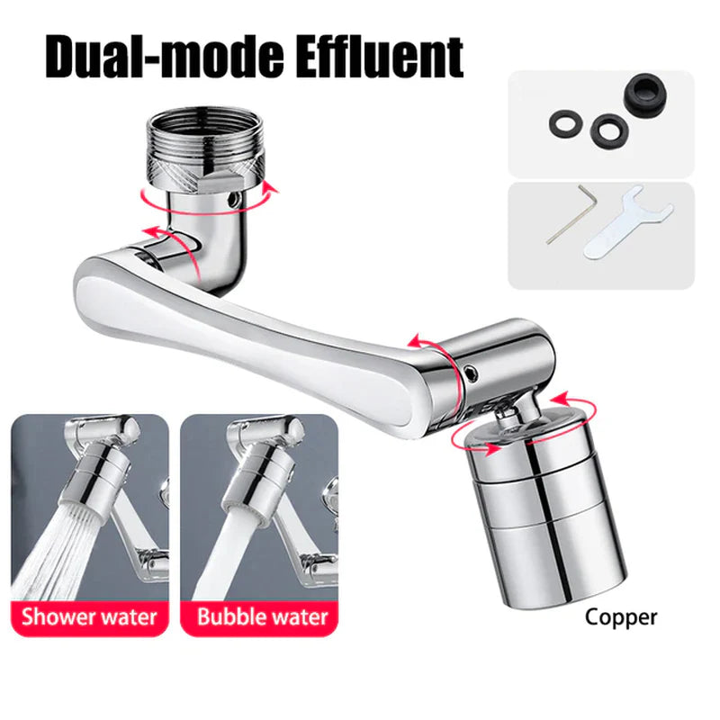 Stainless Steel Universal 1080 °Swivel Robotic Arm Swivel Extension Faucet Aerator Kitchen Sink Faucet Extender 2Water Flow Mode
