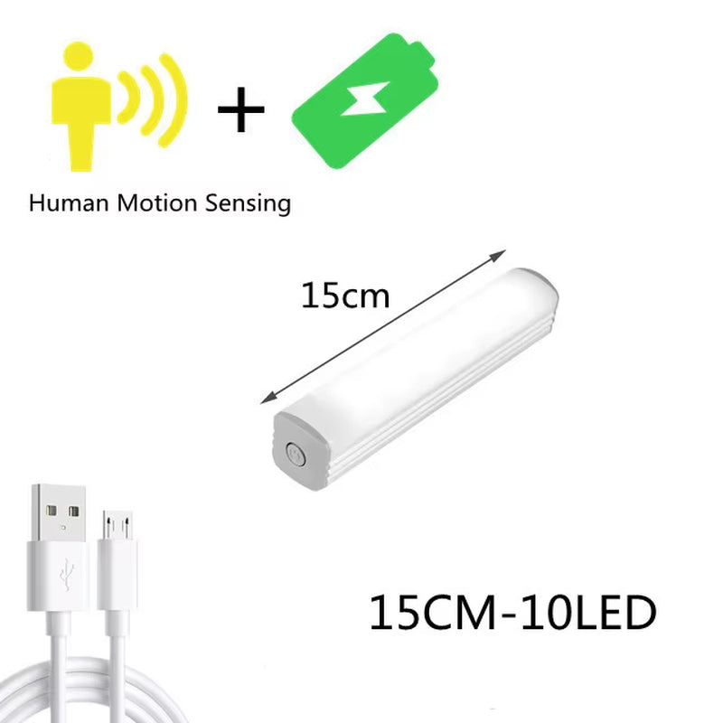 LED Cabinet Light 15/21/30CM Kitchen Wireless Dimming USB Rechargeable Motion/Hand-Sweep Sensor Bedroom Wardrobe Night Lamp