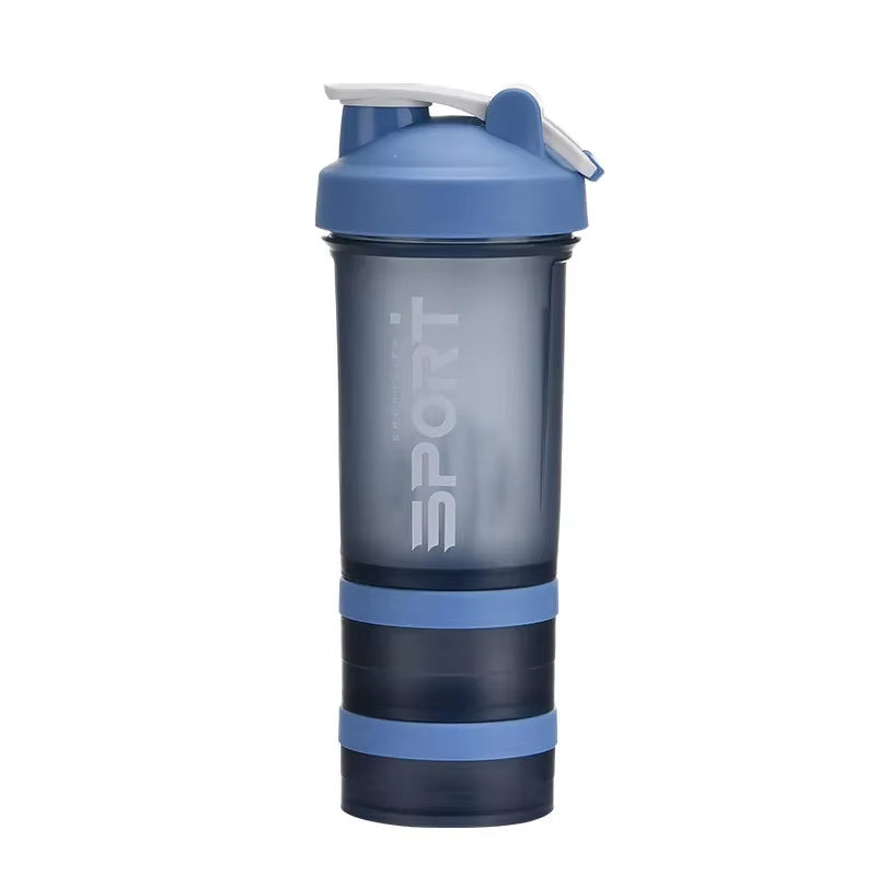 500ML 3-Layer Sports Water Protein Powder Shaker Bottle Outdoor Travel Portable Leakproof Drinkware Plastic Drink BPA Free