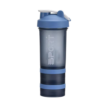 500ML 3-Layer Sports Water Protein Powder Shaker Bottle Outdoor Travel Portable Leakproof Drinkware Plastic Drink BPA Free
