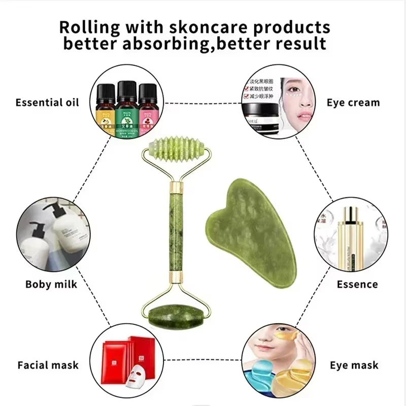 Natural Jade Face Massager Gua Sha Stone Face Guasha Masaje Facial Board Acupoint Eye Care SPA Massager Tool Massage Visage